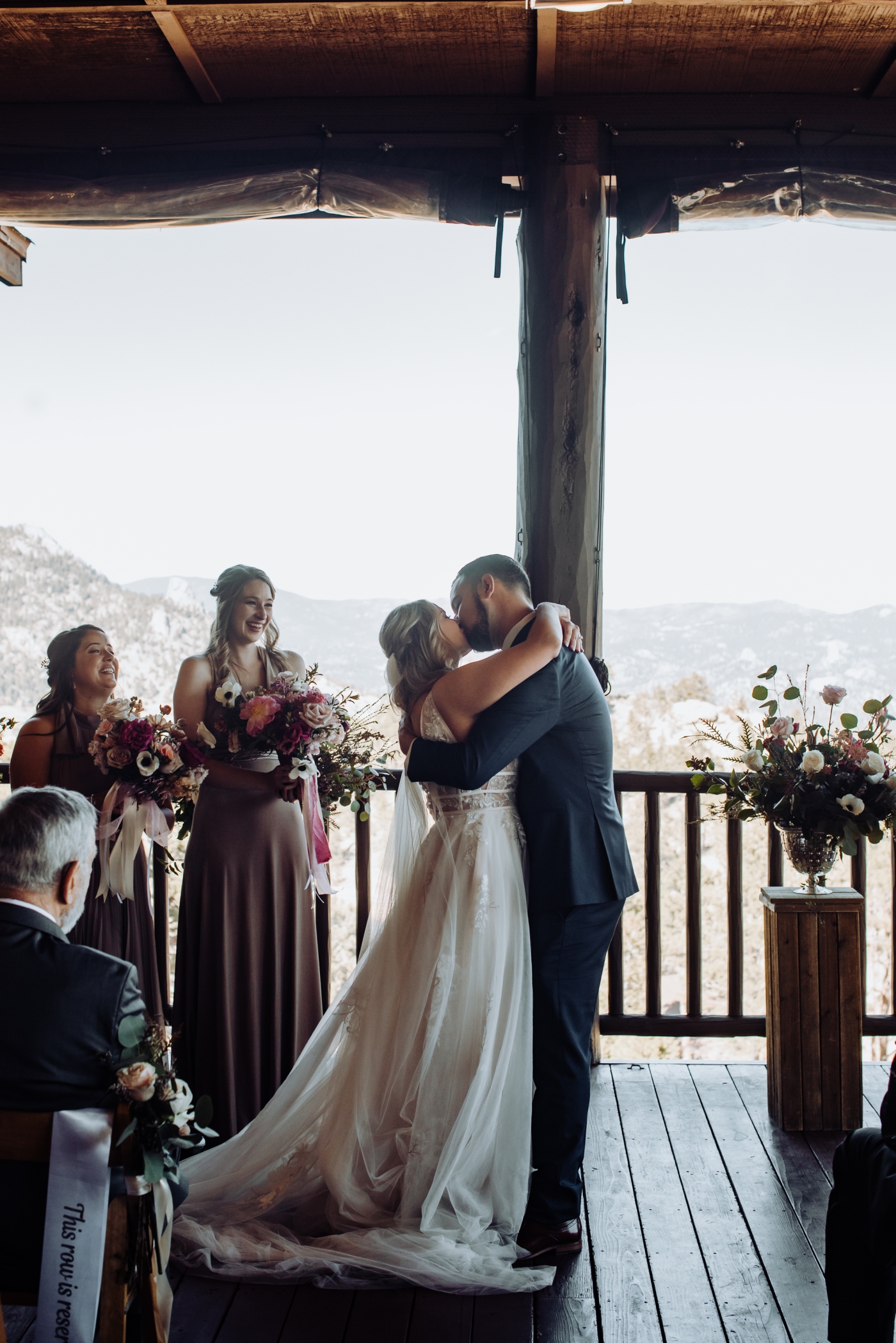 Wedding ceremony at the patio deck of Tahraa Mountain Lodge