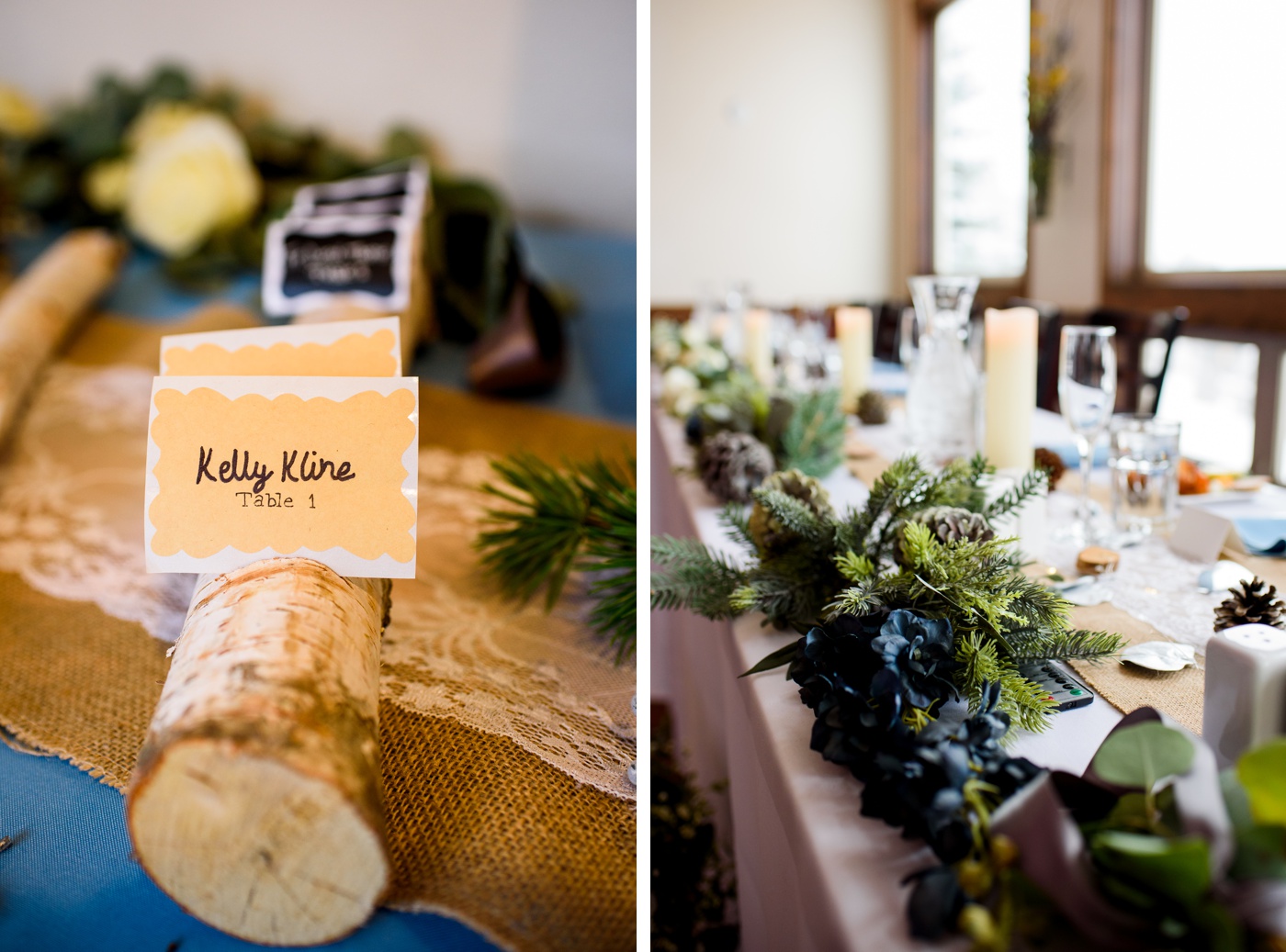 Rustic wedding reception at Twin Owls Steakhouse