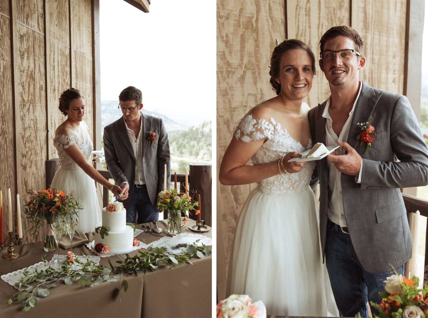 Wedding reception on the patio at Taharaa Mountain Lodge