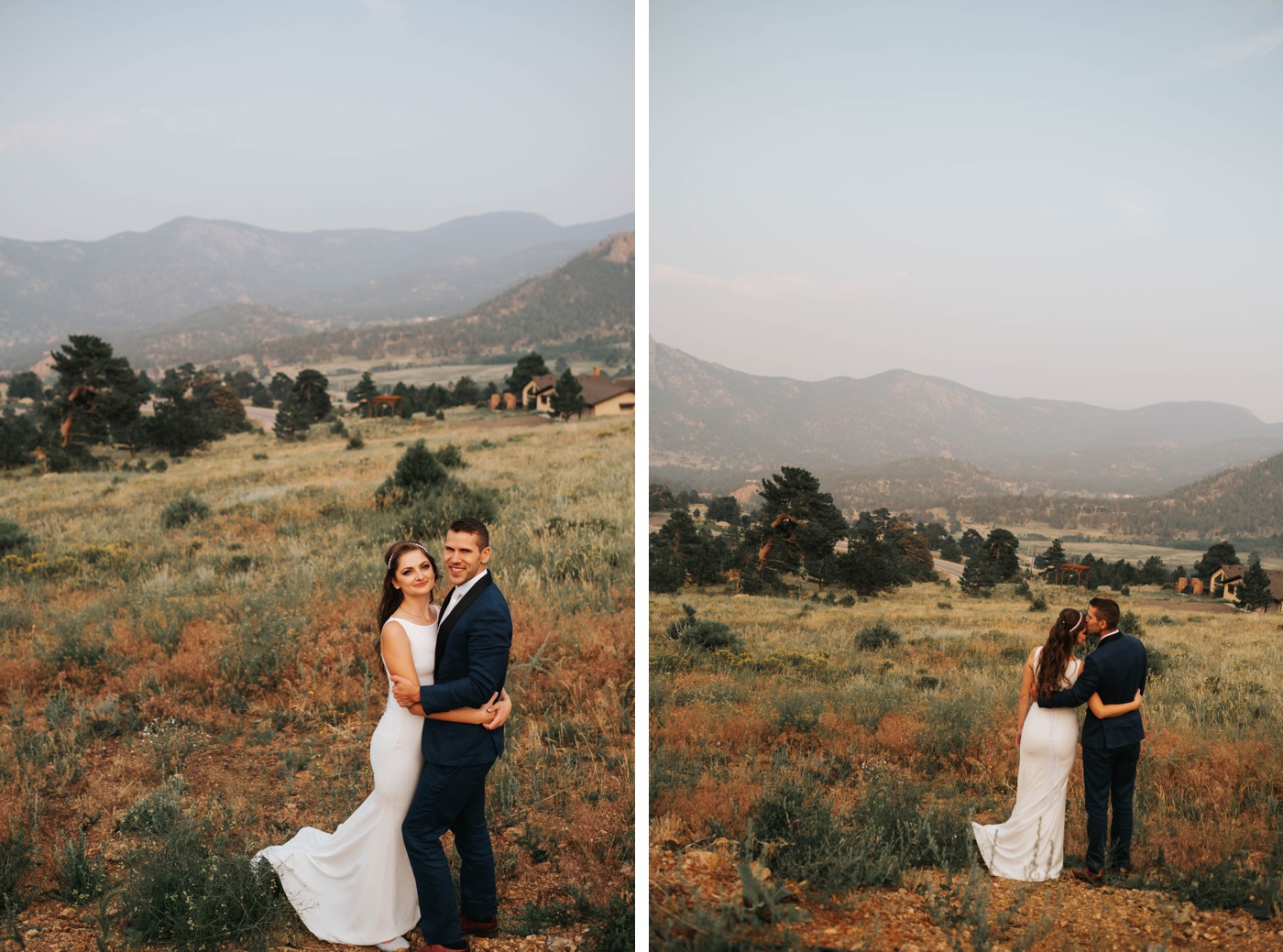 Bride and groom portraits in the Mountains,  intimate wedding in estes park, estes park co wedding