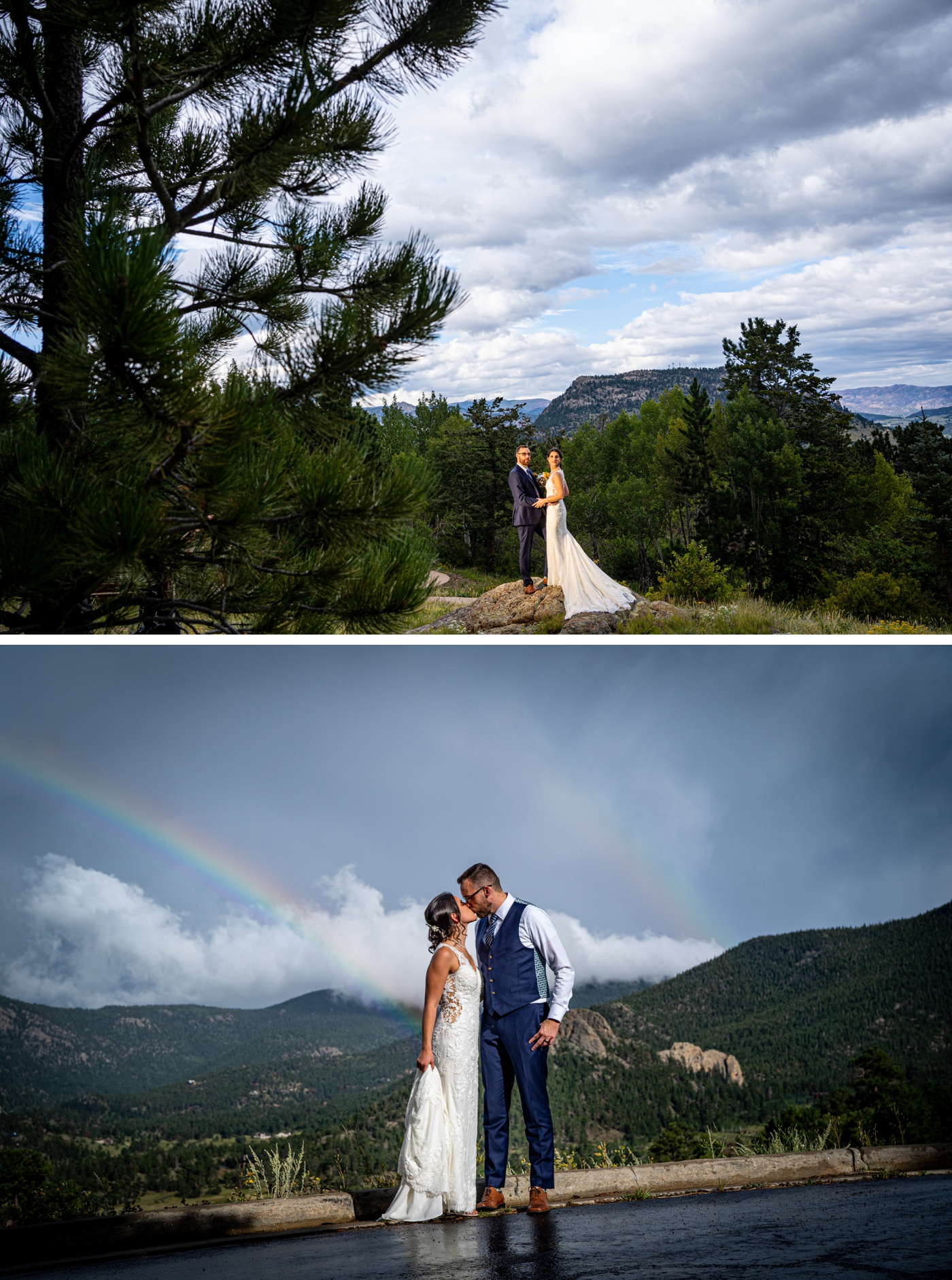 Bride and groom portraits in the rocky mountains - casual wedding in estes park
